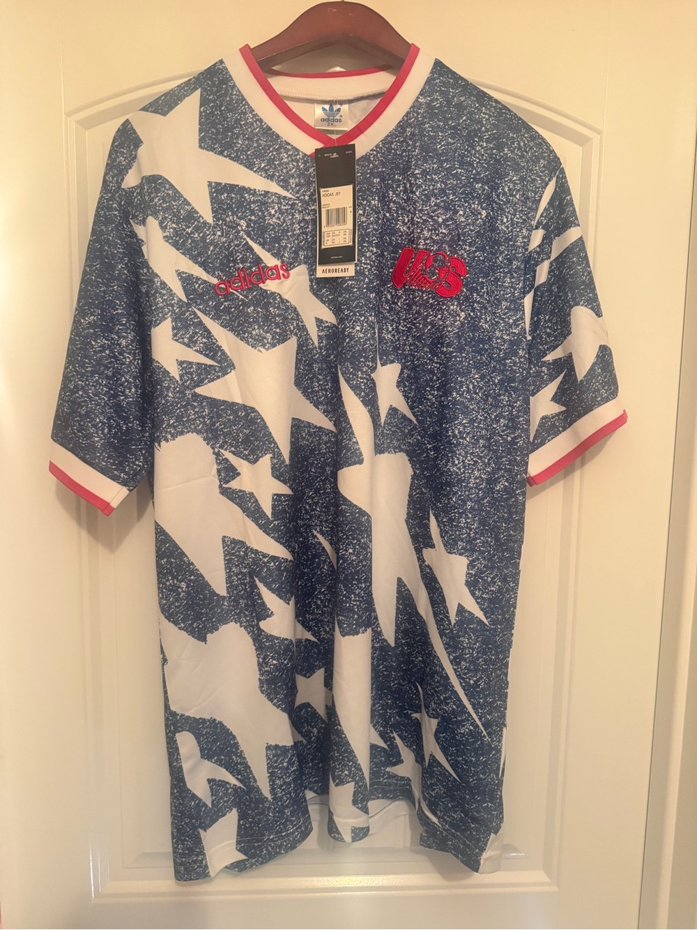 adidas Men’s Blue, White & Red Star Graphic Jersey